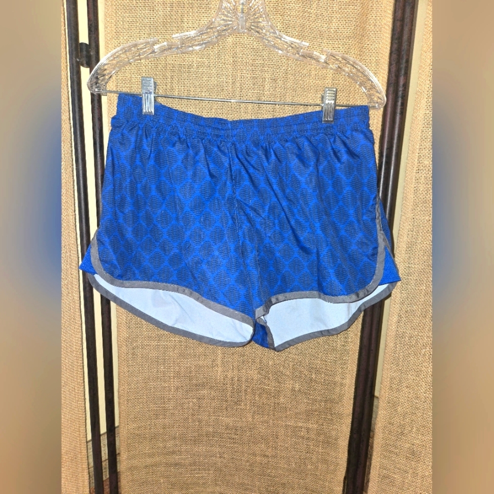 Women's Blue Athletic Shorts Drawstring Pocket Inner Lining
